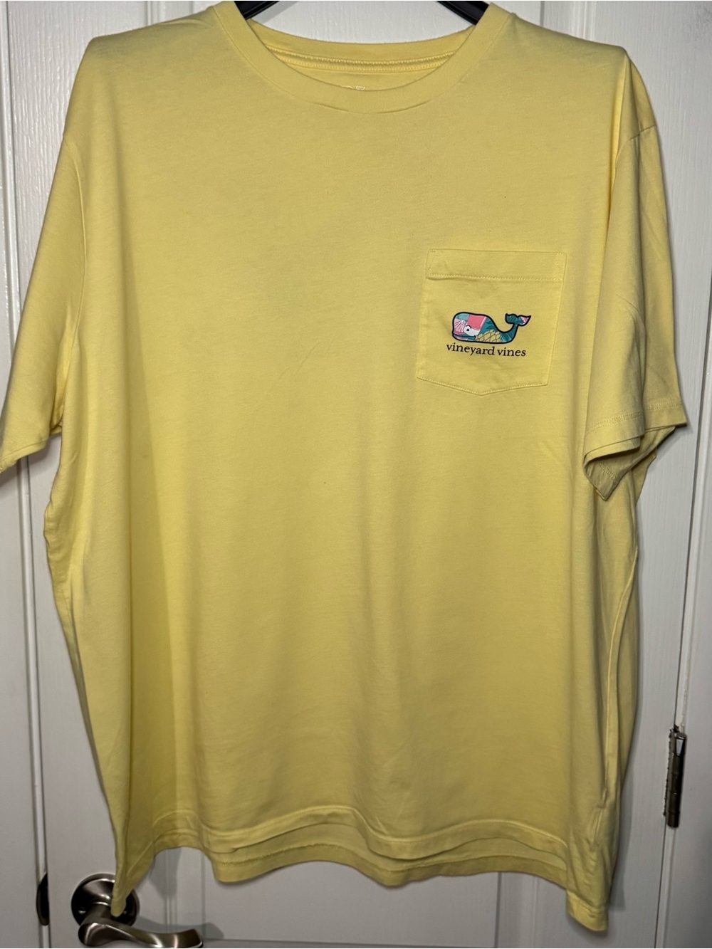 Vineyard Vines Short-Sleeve Pocket Tee in Pale Yellow with Whale Logo